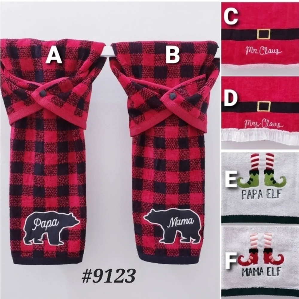 ❤️NEW!❤️ #9123 ■Papa/Mama Mr/Mrs Hang'N'Snap Towel 🤍Select Snap